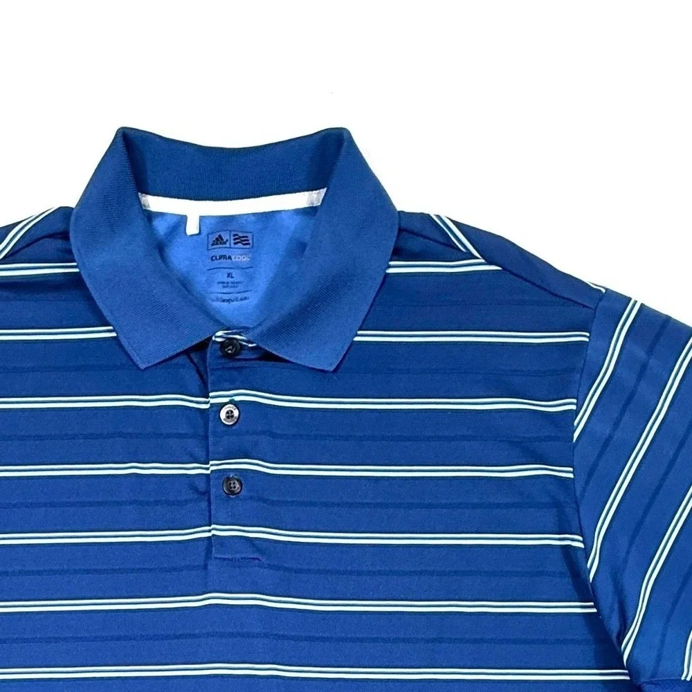 Adidas Mens Polo Shirts BUNDLE Blue‎ Maroon Striped Golf Performance XL